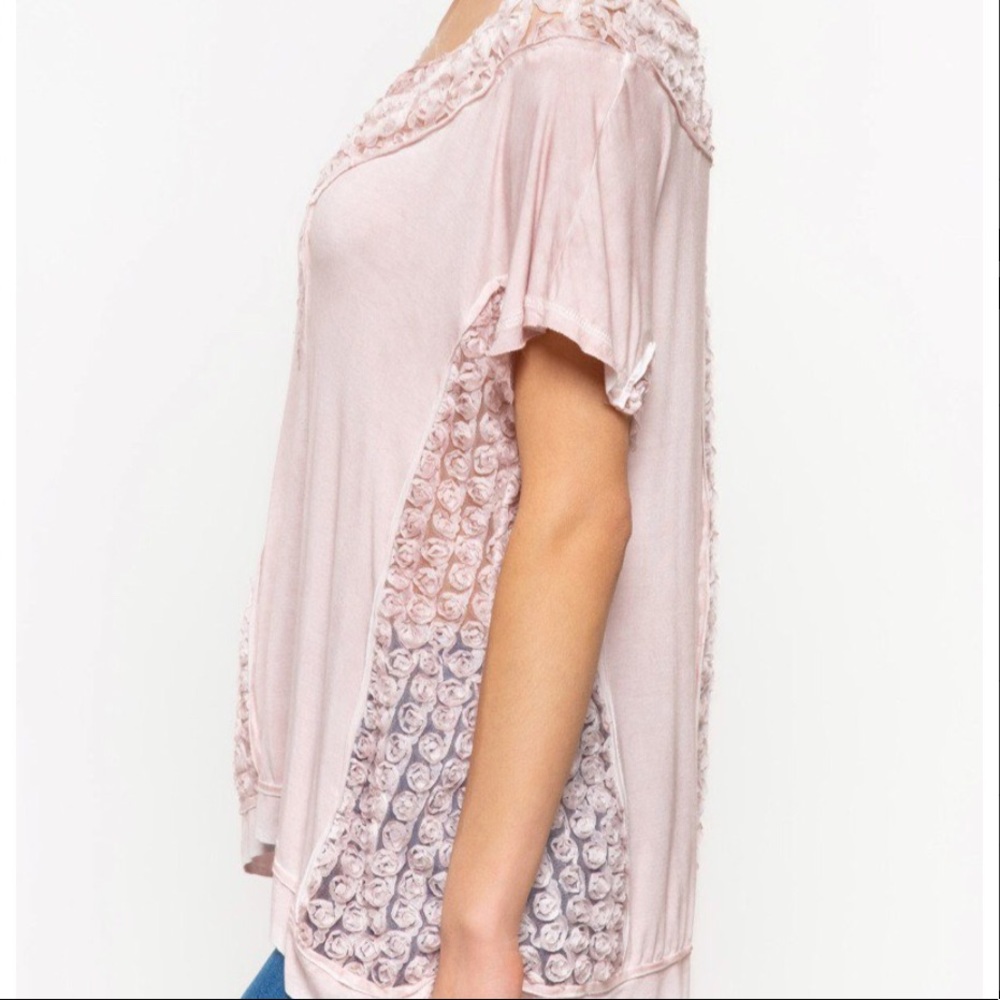Floral Lace Charcoal Wash Top - Picture 4 of 4